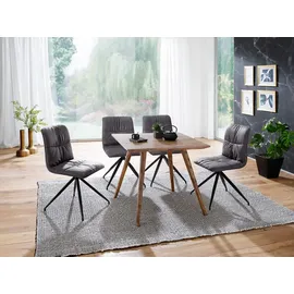 KADIMA DESIGN Retro Landhausstil Esstisch Massivholz - Braun, Handgefertigt, 80x80x76 cm,