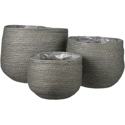 Mica Decorations Jorck Korb rund grau Satz von 3 - h24xd26cm