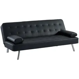 vente-unique Schlafsofa Kunstleder 2-Sitzer Schwarz