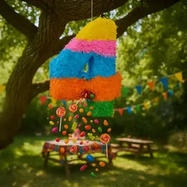 Relaxdays Piñata Zahl 4 HBT 50,5 x 35,5 x 7,5 cm Mehrfarbig