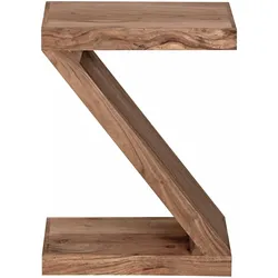 KADIMA DESIGN Beistelltisch MUMBAI Massivholz Akazie Z Cube 60cm hoch Wohnzimmer-Tisch Design braun Landhaus-Stil