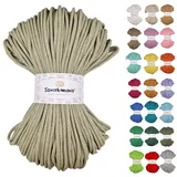 Sznurkomania, Geflochtene Baumwollkordel 5mm 100m, 46 Farben, Häkelkordel, Makramee Kordel, Makramee Garn, Premium Garn, Makramee Seil, (Hell Olive)