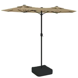 vidaXL Doppel-Sonnenschirm mit LED-Leuchten Taupe 316x240 cm
