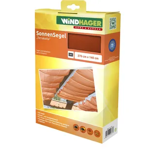 WINDHAGER Sonnensegel für Seilspanntechnik, Wintergarten und Terrassen Beschattung, Seilspannmarkise, 270 x 140 cm, 10877, Terracotta