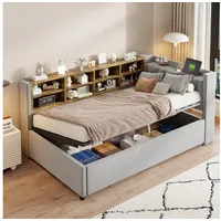 HAUSS SPOLE Schlafsofa 90x200cm mit matratze und Tagesbett mit Nachtlicht, USB und Ablagen grau