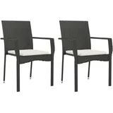 vidaXL Gartenstuhl 57,5 x 94 x 88 cm schwarz 2 St.