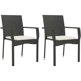 vidaXL Gartenstuhl 57,5 x 94 x 88 cm schwarz 2 St.