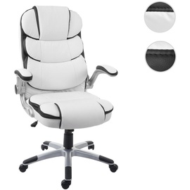 Mendler Bürostuhl HWC-F80, Schreibtischstuhl Chefsessel Drehstuhl, Kunstleder weiß