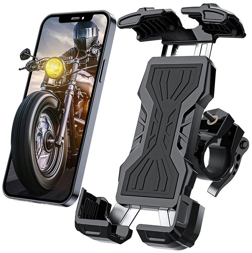 zggzerg Handyhalter für Motorrad Fahrrad 360 Drehung iPhone Samsung Smartphone Handy-Halterung, (bis 7,00 Zoll, Für iPhone / Samsung / Huawei / XIAOMI Serie Telefon, 360° Verstellbare) schwarz