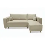 marpur Ecksofa RIO, Velourstoff, Bettfunktion und Bettkasten beige