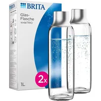Brita Glasflasche für sodaTRIO Wassersprudler 1 l grau/transparent + 2er Pack