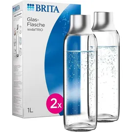Brita Glasflasche für sodaTRIO Wassersprudler 1 l grau/transparent + 2er Pack