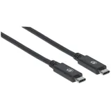 Manhattan USB-Kabel USB 3.2 Gen1 (USB 3.0 / USB 3.1 Gen1) USB-C® Stecker, USB-C® Stecker 1.00 m Schwarz beidseitig verwendbarer