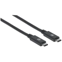 Manhattan USB-Kabel USB 3.2 Gen1 (USB 3.0 / USB 3.1 Gen1) USB-C® Stecker, USB-C® Stecker 1.00 m Schwarz beidseitig verwendbarer