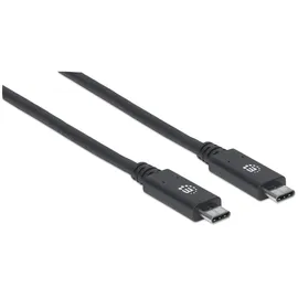 Manhattan USB-Kabel USB 3.2 Gen1 (USB 3.0 / USB 3.1 Gen1) USB-C® Stecker, USB-C® Stecker 1.00 m Schwarz beidseitig verwendbarer