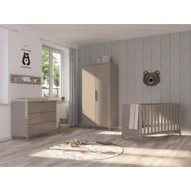 yuny by paidi Babybett YUNY BY PAIDI "BROTHER STU in Taupe", grau (taupe), B:67,2cm H:81,9cm L:126,2cm, Massivholz, Spanplatte, Babybetten, Babybett, Gitterbett höhenverstellbar, Kinderbett