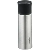 Relaxdays Trinkflasche Edelstahl, 400 ml, mit Becher, silber