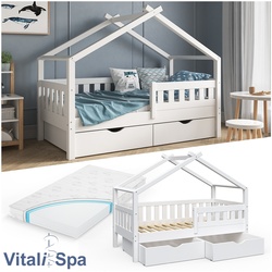 VitaliSpa Design Kinderbett 160x80 Babybett Jugendbett 2 Schubladen Lattenrost Matratze