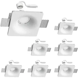 ledscom.de Gips Einbaustrahler GIDS DIY inkl. GU10 Lampe je 450lm weiß 7er Set