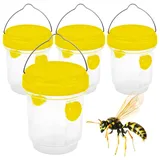 4 Stück Wespenfalle Zum Aufhängen Aufstellen, Wespenfallen Für Draussen Gelb, Wespenfalle Flasche Lebend Balkon, Insektenfalle Bienenfalle Außen, Für Füllung Wespen Abwehr Lockstoff Gift Flüssig
