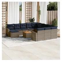 vidaXL Gartensofa-Set 13-tlg. grau Polyrattan