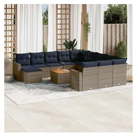 vidaXL Gartensofa-Set 13-tlg. grau Polyrattan