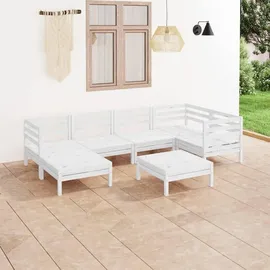 vidaXL Garten-Lounge-Set 7-tlg. Kiefer weiß