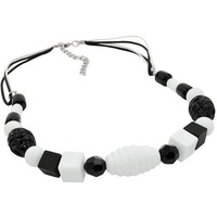 Gallay Perlenkette Kunststoffperlen Schneckenperlen und Kordel schwarz weiß Kordel 45cm (1-tlg) schwarz
