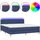 vidaXL Boxspringbett mit Matratze & LED Blau 180x200 cm Stoff