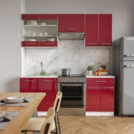 Vicco Küchenzeile Fame-Line 200 cm Bordeaux Hochglanz