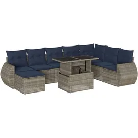 vidaXL Gartensofa-Set 9-tlg. grau Polyrattan
