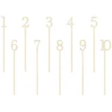 Partydeco Tischnummern Zahlen 1-10 10er Set 25cm Holz Tortendeko Kuchendeko Zahl Tortenstecker Hochzeit