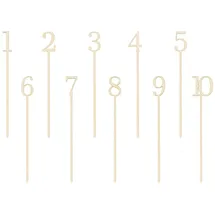 Partydeco Tischnummern Zahlen 1-10 10er Set 25cm Holz Tortendeko Kuchendeko Zahl Tortenstecker Hochzeit