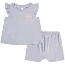 huggies babywear Bluse & Shorts HUGGIES BABYWEAR "HUGG 2PC SETS", Mädchen, Gr. 6 (86), grau (thistle), Web, Obermaterial: 100% Baumwolle, bestickt, unifarben, KOB Set-Artikel, mit Stickerei