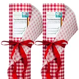 Sensalux Vlies Tischdeckenrolle 2er Set 1,50 x 25 m Karo Weiß-Rot, 80 g/m2, abwaschbar, wasserabweisend, stoffähnliche Tischdecke Rolle, Oeko-TEX, Party, Catering, Gastro