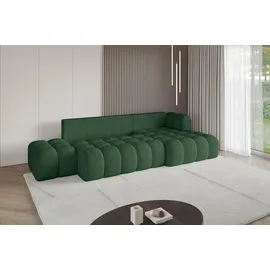 altdecor Ecksofa Cord mit Schlaffunktion 3-Sitzer Grün