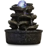 Zen'Light - Zimmerbrunnen Little Rock - Naturwasserfall mit Steineffekt und farbiger LED-Beleuchtung - Dekorationsobjekt mit Zen- und Entspannungsambiente - Feng Shui-Objekt als Glücksbringer - Originelle Geschenkidee - H 23cm