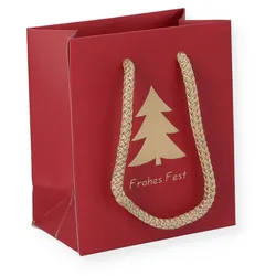 Nette 25 Weihnachtstaschen mit Kordel Motiv Goldtanne Papiertaschen 12+7x14cm