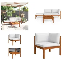 vidaXL 4 tlg. Garten Lounge Set mit Kissen Cremeweiß Massivholz Akazie - Gartenmöbel-Set - Gartenmöbel-Sets - Gartensofa - Gartensofas - Weiß