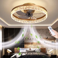 AHQX Deckenventilator LED Mit Lampe 66W Ultra-Leise Deckenventilator Beleuchtung Fernbedienung Dimmbar Fan Deckenlampe Moderne Invisible Fan Deckenleuchte Wohnzimmer Esszimmer Ventilator Lampe,Gold...