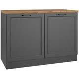 Held Küchen Spülenschrank Kempten 120 cm Grau/Graphit 2 Türen