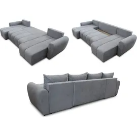 Sofnet Wohnlandschaft Cleo U mit Schlaffunktion - U-Form Couch, Ecksofa mit Bettkasten, Couchgranitur mit Bettfunktion, Polsterecke, Big Sofa (Schwarz (Soro 100))