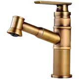 Wasserhahn, Vintage Badezimmer Wasserhahn Ausziehbar, Einhebelmischer mit ausziehbarer Duschstange, Mischbatterie, Waschtischarmatur,