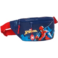 SAFTA Spiderman NEON Gürteltasche mit Außentasche, ideal für Jugendliche und Kinder unterschiedlichen Alters, bequem und vielseitig, Qualität und Widerstandsfähigkeit, 23 x 9 x 12 cm, Marineblau,