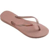 Havaianas Damen Slim Logo Metallic Flip Flops, Crocus Rose Aprikosenrot, 35/36 EU (EU 37/38) - 35/36 EU