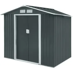 HATTORO S100 Metall Gerätehaus XL Geräteschuppen Garten Schuppen Gartenhaus Grau