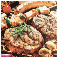 Home fashion Home Fashion, Steak Lunch-Servietten aufgefaltetes Maß 33 cm x 33 cm, im Viertelfalz, 20 Servietten Leckereien vom Grill | | Barbecue | Essen | grillen | Sommer | Tischdeko | Decoupage | Serviettentechnik 33x33cm
