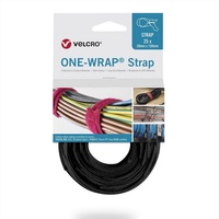 Velcro ONE-WRAP Kabelbinder Lösbarer Kabelbinder Polypropylen (PP), Velcro Schwarz 25 Stück(e)