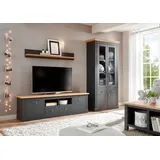 Home Affaire Wohnwand HOME AFFAIRE "Westminster TOPSELLER", dunkelgrau, wotan eiche, B:297cm, Kastenmöbel-Sets, Holz Wohnwände Wohnwand, im romantischen landhausstil