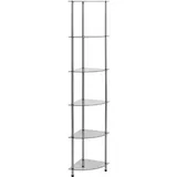 vidaXL Regal mit 6 Ablagen Vitrine Glasregal Dekoregal Sammlervitrine Standregal Glasvitrine Bücherregal Eckregal Transparent 30x30x160cm Hartglas